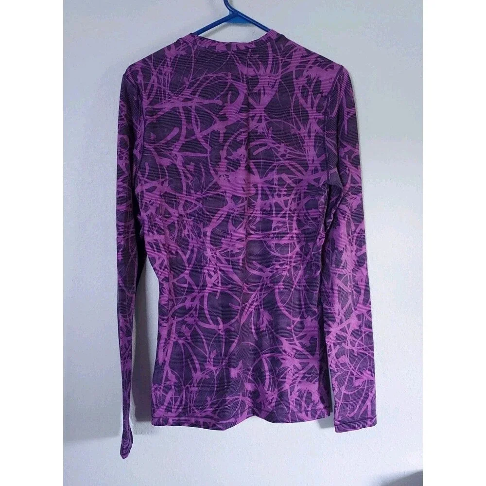 Adidas Techfit Men's Large Long Sleeve Compression Crew Neck Shirt Purple Black